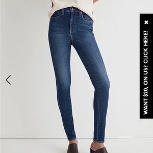 Madewell 10” high rise skinny jeans, gently worn, size 28